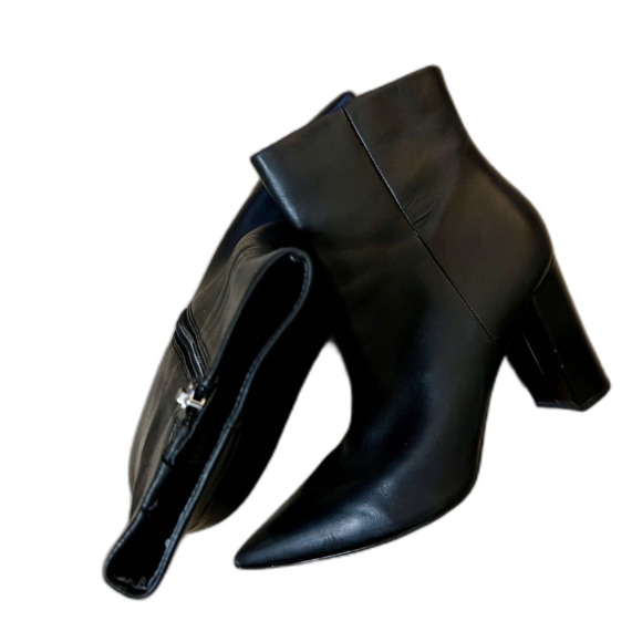 Marc Fisher Black Leather Booties | Women’s 10 | Pointed Toe Block Heel - Picture 11 of 16
